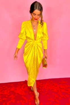 Glamorous Drive Em Wild - Mustard Leopard Jacquard Midi Wrap Dress -Deals Modashka Store Drive Em Wild Mustard Leopard Jacquard Midi Wrap Dress 5