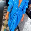 Glamorous Drive 'Em Wild - Teal Gold Foil Spot Midi Wrap Dress -Deals Modashka Store Drive Em Wild Teal Gold Foil Spot Midi Wrap Dress 4