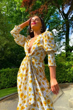 Glamorous Drive Em Wild - White Multi Floral Midi Wrap Dress