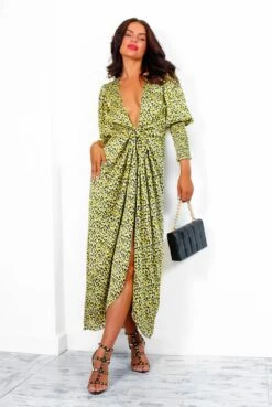 Glamorous Drive Em Wild - Black Yellow Flower Midi Wrap Dress -Deals Modashka Store DriveEmWild BlackYellowFlowerMidiWrapDress7