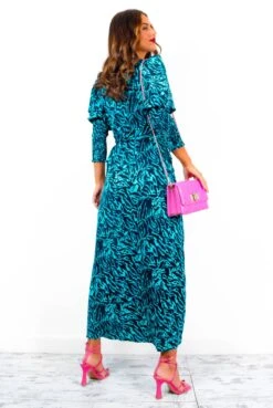 Glamorous Drive Em Wild - Blue Black Animal Print Midi Wrap Dress -Deals Modashka Store DriveEmWild BlueBlackAnimalPrintMidiWrapDress 3