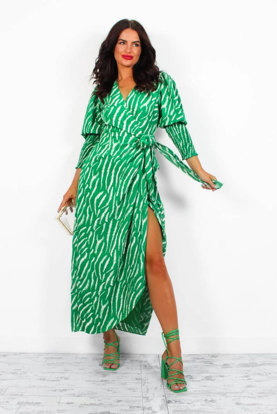 Glamorous Drive Em Wild - Green Zebra Midi Wrap Dress 7 Glamorous Drive Em Wild - Green Zebra Midi Wrap Dress - Image 5