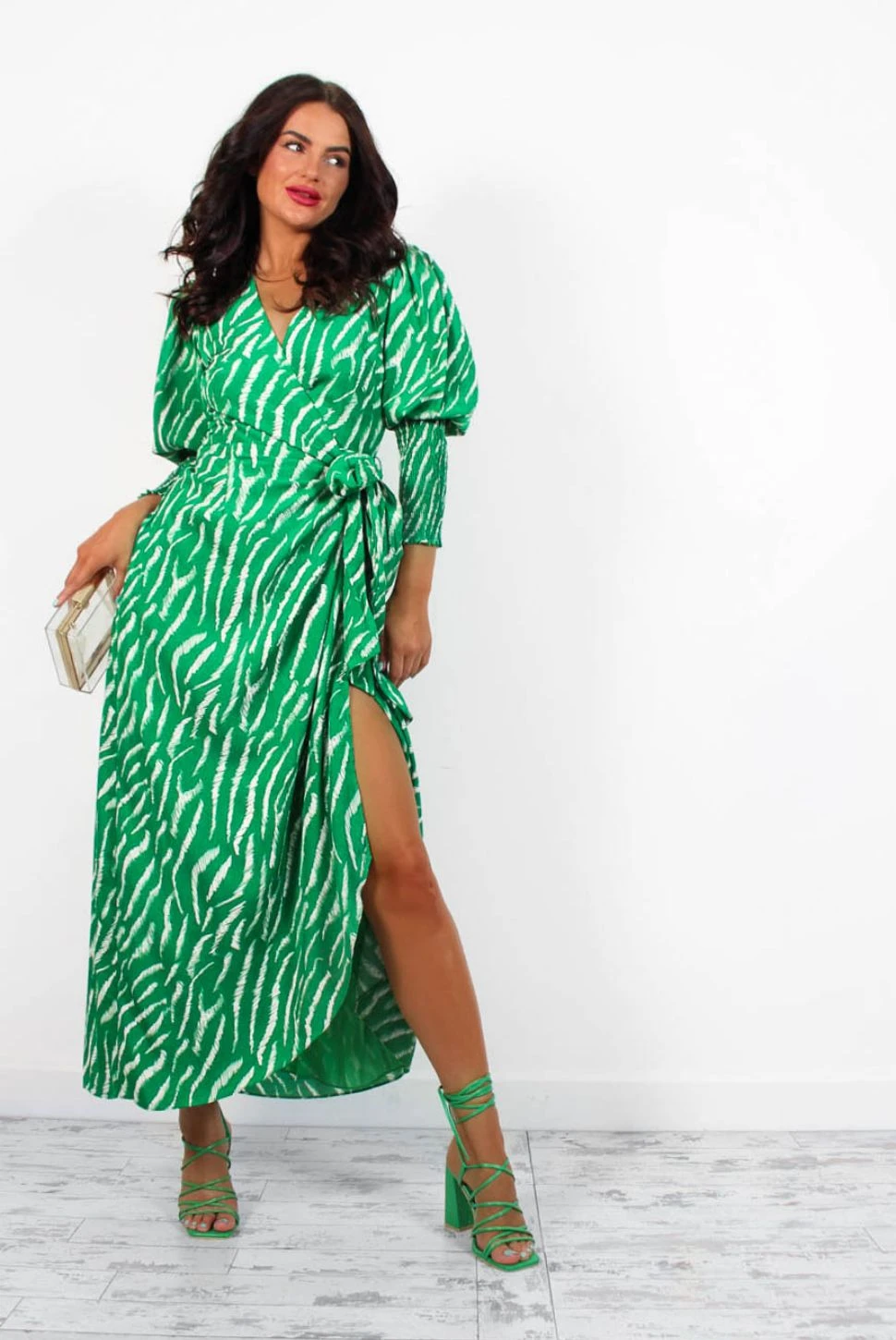 Glamorous Drive Em Wild - Green Zebra Midi Wrap Dress 4 Glamorous Drive Em Wild - Green Zebra Midi Wrap Dress - Image 2
