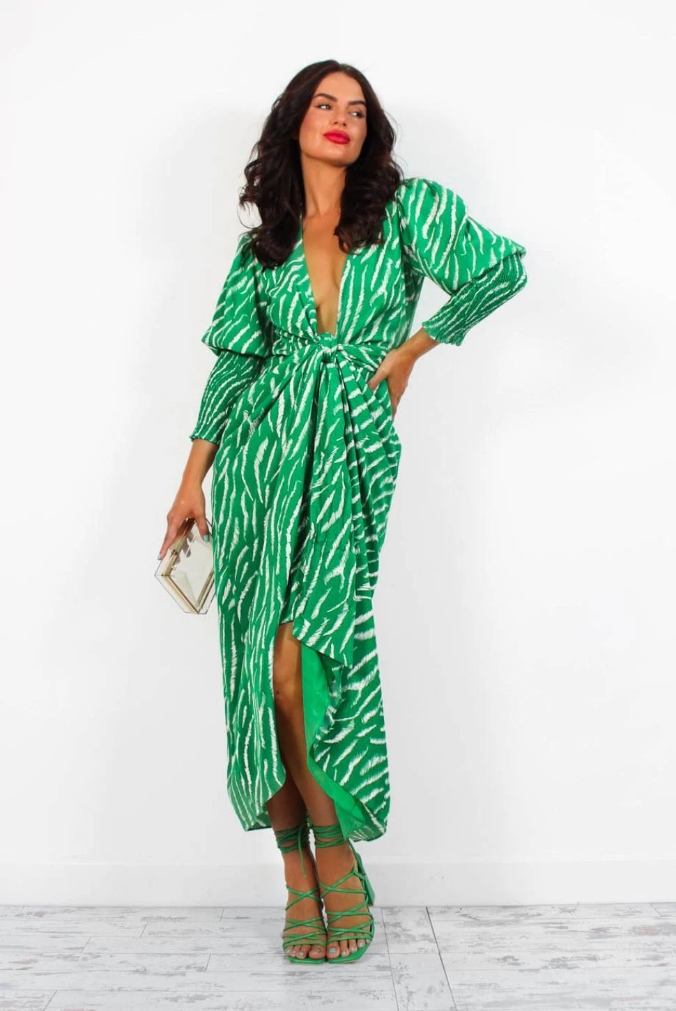 Glamorous Drive Em Wild - Green Zebra Midi Wrap Dress 5 Glamorous Drive Em Wild - Green Zebra Midi Wrap Dress - Image 3