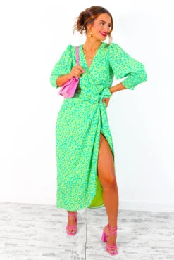 Glamorous Drive 'Em Wild - Lime Forest Leopard Print Midi Wrap Dress -Deals Modashka Store DriveEmWild LimeForestLeopardPrintMidiWrapDress 3