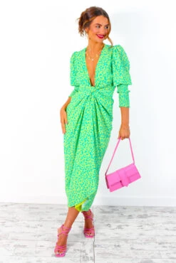Glamorous Drive 'Em Wild - Lime Forest Leopard Print Midi Wrap Dress -Deals Modashka Store DriveEmWild LimeForestLeopardPrintMidiWrapDress 5
