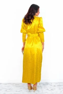 Glamorous Drive Em Wild - Mustard Leopard Jacquard Midi Wrap Dress -Deals Modashka Store DriveEmWild YellowLeopardJacquardMidiWrapDress 1