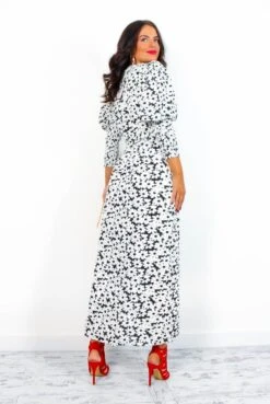 Glamorous Drive Em Wild - Black White Daisy Print Midi Wrap Dress -Deals Modashka Store Drive EmWild BlackWhiteDaisyPrintMidiWrapDress 7