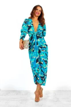 Glamorous Drive Em Wild - Blue Turquoise Camo Leopard Print Midi Wrap Dress -Deals Modashka Store Drive EmWild BlueTurquoiseCamoLeopardPrintMidiWrapDress 5