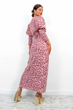 Glamorous Drive Em Wild - Blush Printed Midi Wrap Dress -Deals Modashka Store Drive EmWild BlushPrintedMidiWrapDress 3