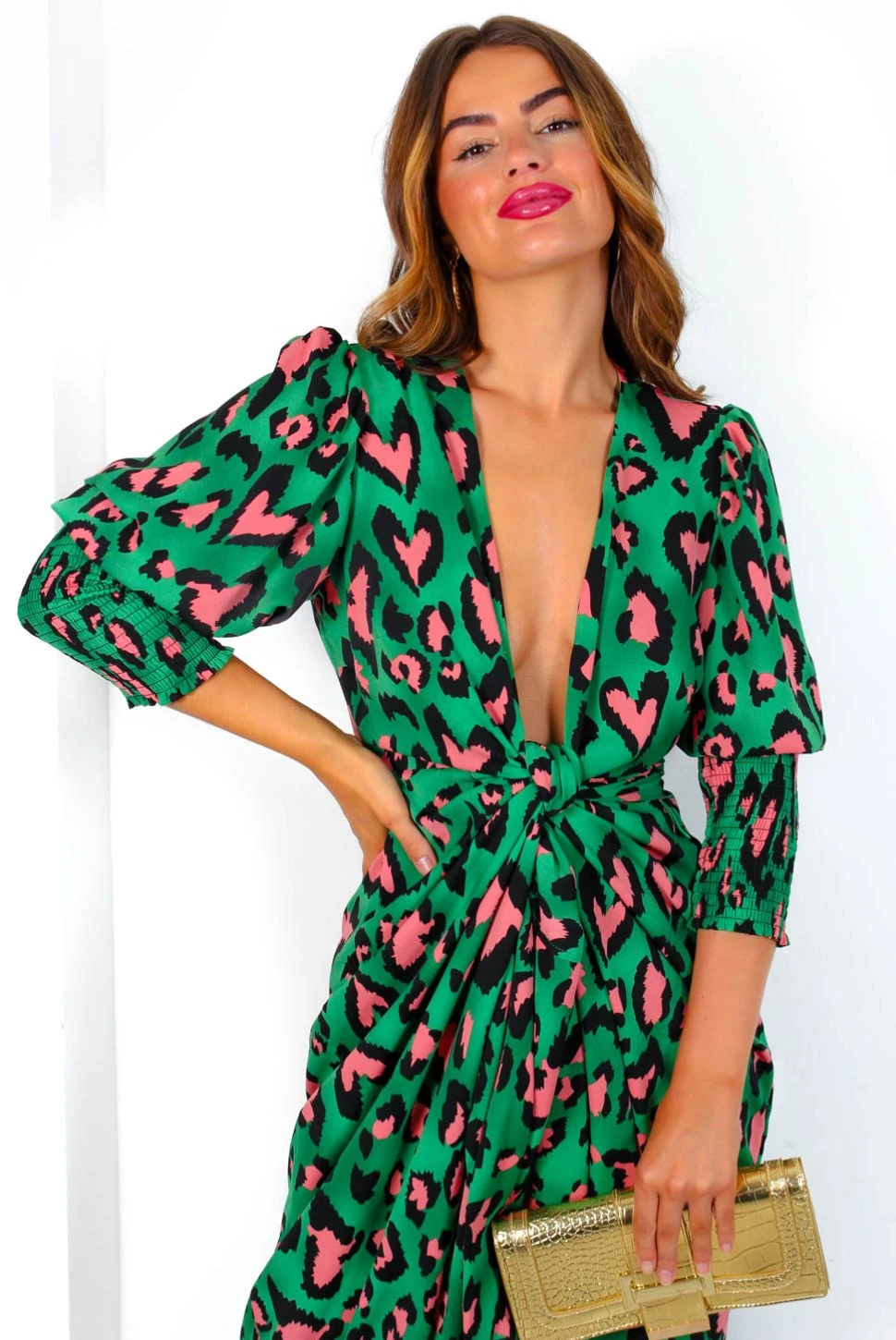 Glamorous Drive 'Em Wild - Forest Pink Leopard Midi Wrap Dress 4 Glamorous Drive 'Em Wild - Forest Pink Leopard Midi Wrap Dress - Image 2