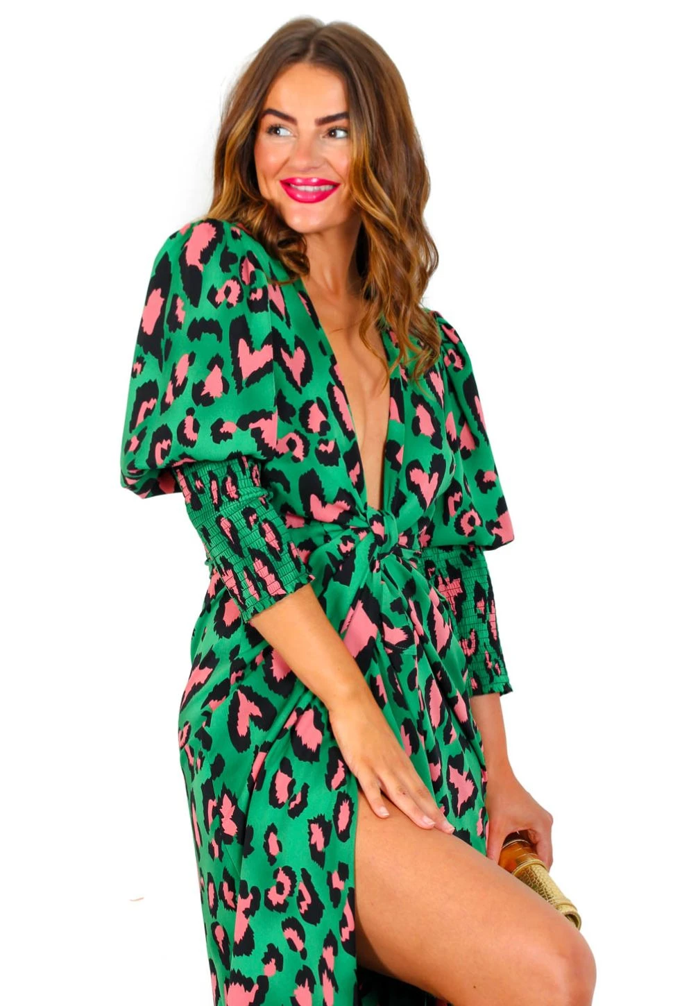 Glamorous Drive 'Em Wild - Forest Pink Leopard Midi Wrap Dress 7 Glamorous Drive 'Em Wild - Forest Pink Leopard Midi Wrap Dress - Image 5