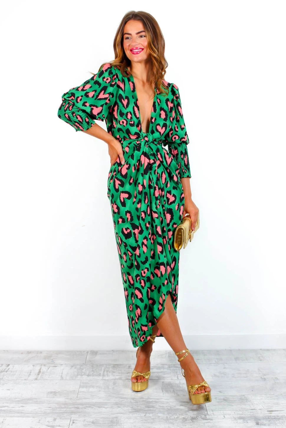 Glamorous Drive 'Em Wild - Forest Pink Leopard Midi Wrap Dress 3 Glamorous Drive 'Em Wild - Forest Pink Leopard Midi Wrap Dress