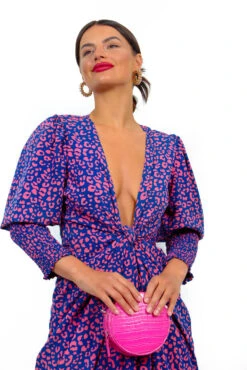 Glamorous Drive Em Wild - Navy Pink Leopard Midi Wrap Dress -Deals Modashka Store Drive EmWild NavyPinkLeopardMidiWrapDress 2