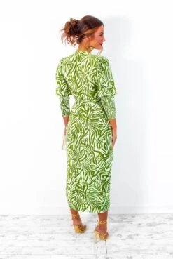 Glamorous Drive 'Em Wild - Olive Green White Zebra Print Midi Wrap Dress -Deals Modashka Store Drive EmWild OliveGreenWhiteZebraPrintMidiWrapDress 5