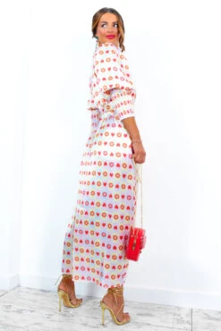 Glamorous Drive Em Wild - Pastel Pink Yellow Tile Print Midi Wrap Dress -Deals Modashka Store Drive EmWild PastelPinkYellowTilePrintMidiWrapDress 3