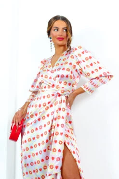 Glamorous Drive Em Wild - Pastel Pink Yellow Tile Print Midi Wrap Dress -Deals Modashka Store Drive EmWild PastelPinkYellowTilePrintMidiWrapDress 5
