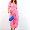 Glamorous Drive 'Em Wild - Pink Tonal Leopard Midi Wrap Dress -Deals Modashka Store Drive EmWild PinkTonalLeopardMidiWrapDress 2