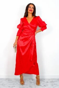 Glamorous Drive Em Wild - Red Leopard Jacquard Midi Wrap Dress -Deals Modashka Store Drive EmWild RedLeopardJacquardMidiWrapDress1