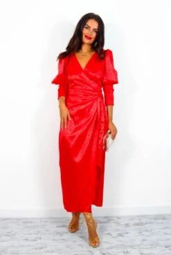 Glamorous Drive Em Wild - Red Leopard Jacquard Midi Wrap Dress -Deals Modashka Store Drive EmWild RedLeopardJacquardMidiWrapDress2