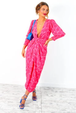 Glamorous Drive 'Em Wild - Red Pink Watercolour Rose Midi Wrap Dress -Deals Modashka Store Drive EmWild RedPinkWatercolourRoseMidiWrapDress 6