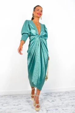 Glamorous Drive Em Wild - Sea Green Satin Leopard Jacquard Midi Wrap Dress -Deals Modashka Store Drive EmWild SeaGreenSatinLeopardJacquardMidiWrapDress6
