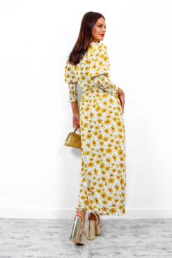 Glamorous Drive Em Wild - White Multi Floral Midi Wrap Dress -Deals Modashka Store Drive EmWild WhiteMultiFloralMidiWrapDress 3