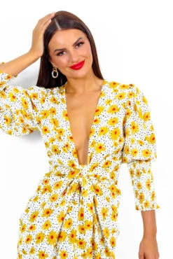 Glamorous Drive Em Wild - White Multi Floral Midi Wrap Dress -Deals Modashka Store Drive EmWild WhiteMultiFloralMidiWrapDress 6