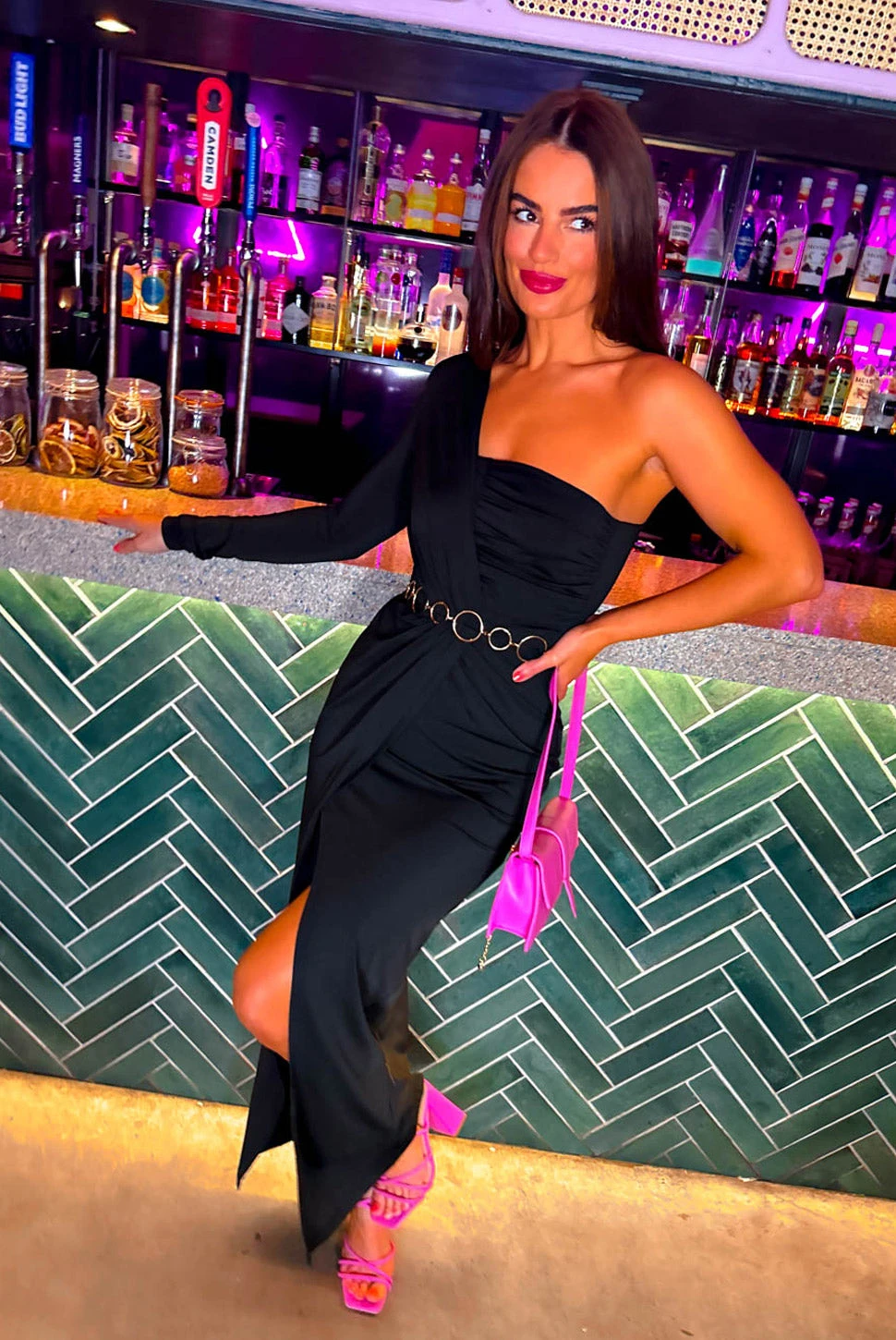 Elegance Is Key - Black One Shoulder Midi Dress 3 Elegance Is Key - Black One Shoulder Midi Dress