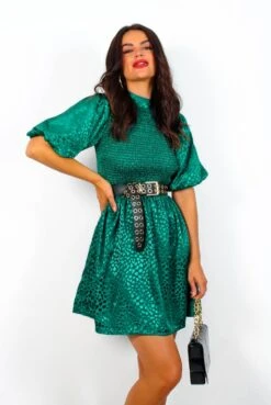 Embrace You - Emerald Leopard Print Mini Dress