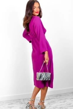Eternal Beauty - Magenta Ruched Midi Dress -Deals Modashka Store EternalBeauty MagentaRuchedMidiDress 2