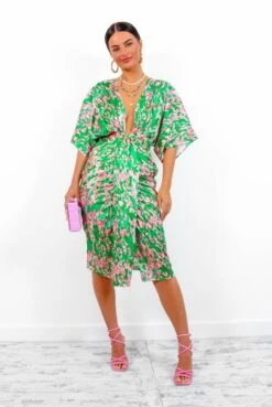 Finders Keepers - Green Pink Printed Midi Dress -Deals Modashka Store FindersKeepers GreenPinkPrintedMidiDress 2