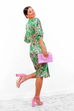 Finders Keepers - Green Pink Printed Midi Dress -Deals Modashka Store FindersKeepers GreenPinkPrintedMidiDress 4