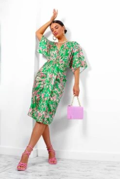Finders Keepers - Green Pink Printed Midi Dress -Deals Modashka Store FindersKeepers GreenPinkPrintedMidiDress 6