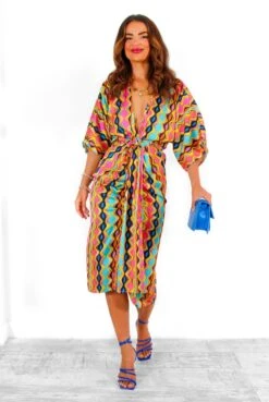 Finders Keepers - Multi Abstract Wave Print Midi Dress -Deals Modashka Store FindersKeepers MultiAbstractWavePrintMidiDress 3