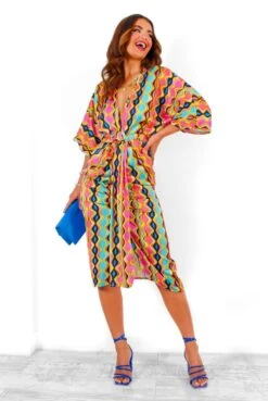 Finders Keepers - Multi Abstract Wave Print Midi Dress -Deals Modashka Store FindersKeepers MultiAbstractWavePrintMidiDress 6