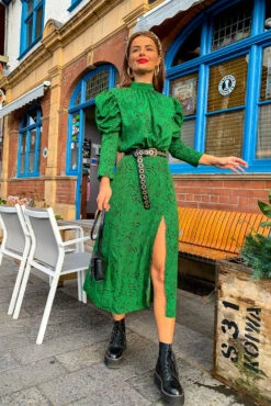 AX Paris First Date - Green Animal Print Midi Dress