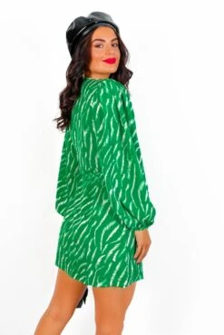 Glamorous First Love - Green Zebra Mini Wrap Dress -Deals Modashka Store FirstLove GreenZebraMiniWrapDress 5