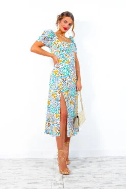 Floral Frenzy - Cream Multi Midi Dress -Deals Modashka Store FloralFrenzy CreamMultiMidiDress 4 2