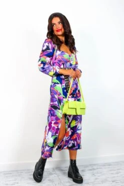 Floral Frenzy - Purple Lime Abstract Print Midi Dress 11 Floral Frenzy - Purple Lime Abstract Print Midi Dress -Deals Modashka Store FloralFrenzy PurpleLimeAbstractPrintMidiDress 4