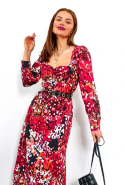 Floral Frenzy - Red Berry Print Midi Dress 10 Floral Frenzy - Red Berry Print Midi Dress -Deals Modashka Store FloralFrenzy RedBerryPrintMidiDress1
