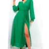 For The Fame - Green Pleated Midi Wrap Dress -Deals Modashka Store ForTheFame GreenPleatedMidiWrapDress4