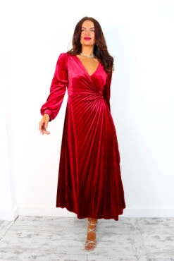 For The Fame - Wine Velvet Midi Wrap Dress -Deals Modashka Store ForTheFame WineVelvetMidiWrapDress 8