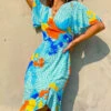 Forever Flirty - Mint Multi Tropical Midi Dress 1 Forever Flirty - Mint Multi Tropical Midi Dress -Deals Modashka Store Forever Flirty Mint Multi Tropical Midi Dress
