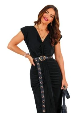 Get The Picture - Black Ruched Front Midi Dress 11 Get The Picture - Black Ruched Front Midi Dress -Deals Modashka Store GetThePicture BlackRuchedFrontMidiDress 6