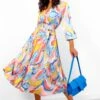 Give Me A Swirl - Blue Coral Pleated Midi Dress -Deals Modashka Store GiveMeASwirl BlueCoralPleatedMidiDress1