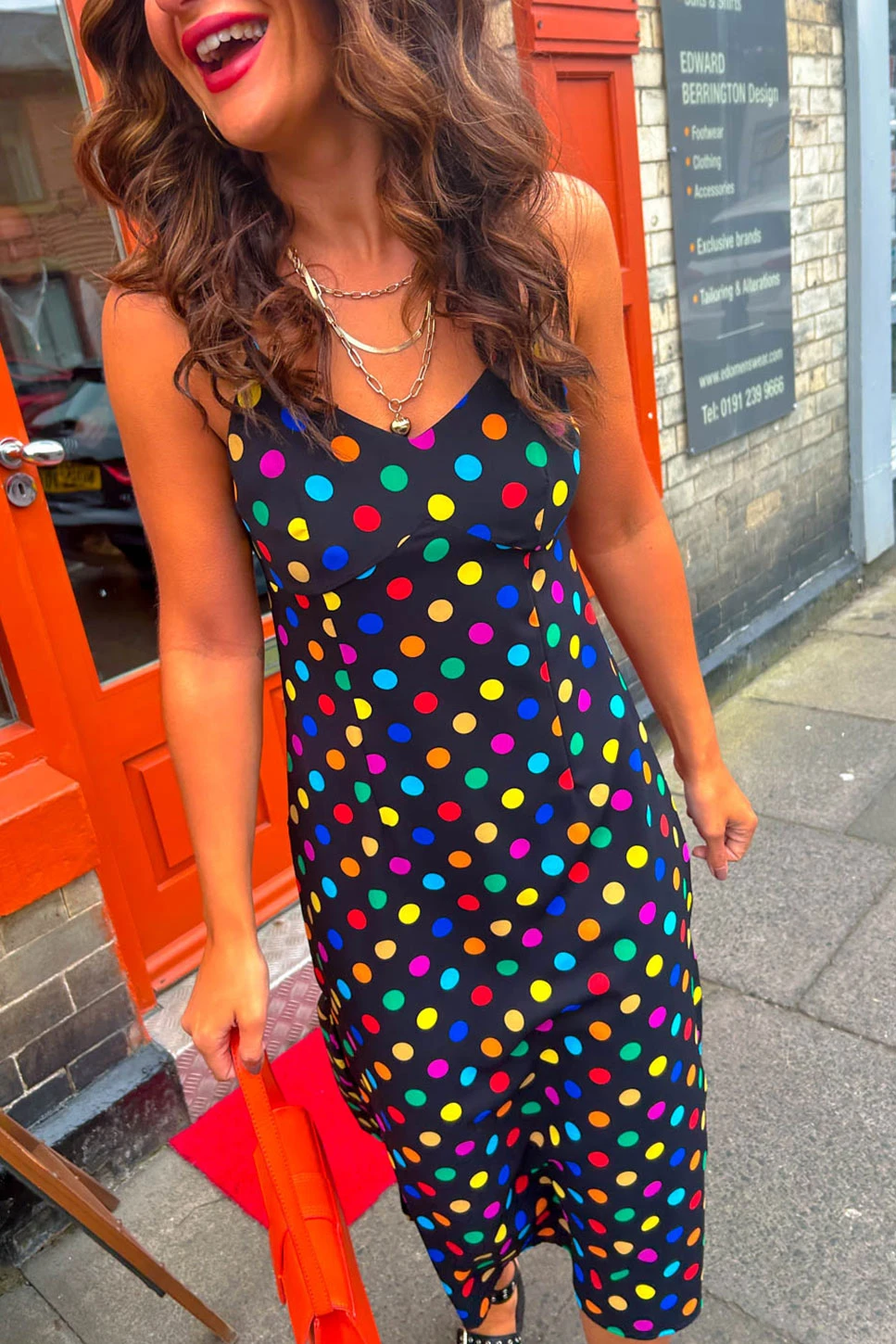 Good Without You - Black Multi Spot Satin Cami Midi Dress 4 Good Without You - Black Multi Spot Satin Cami Midi Dress - Image 2