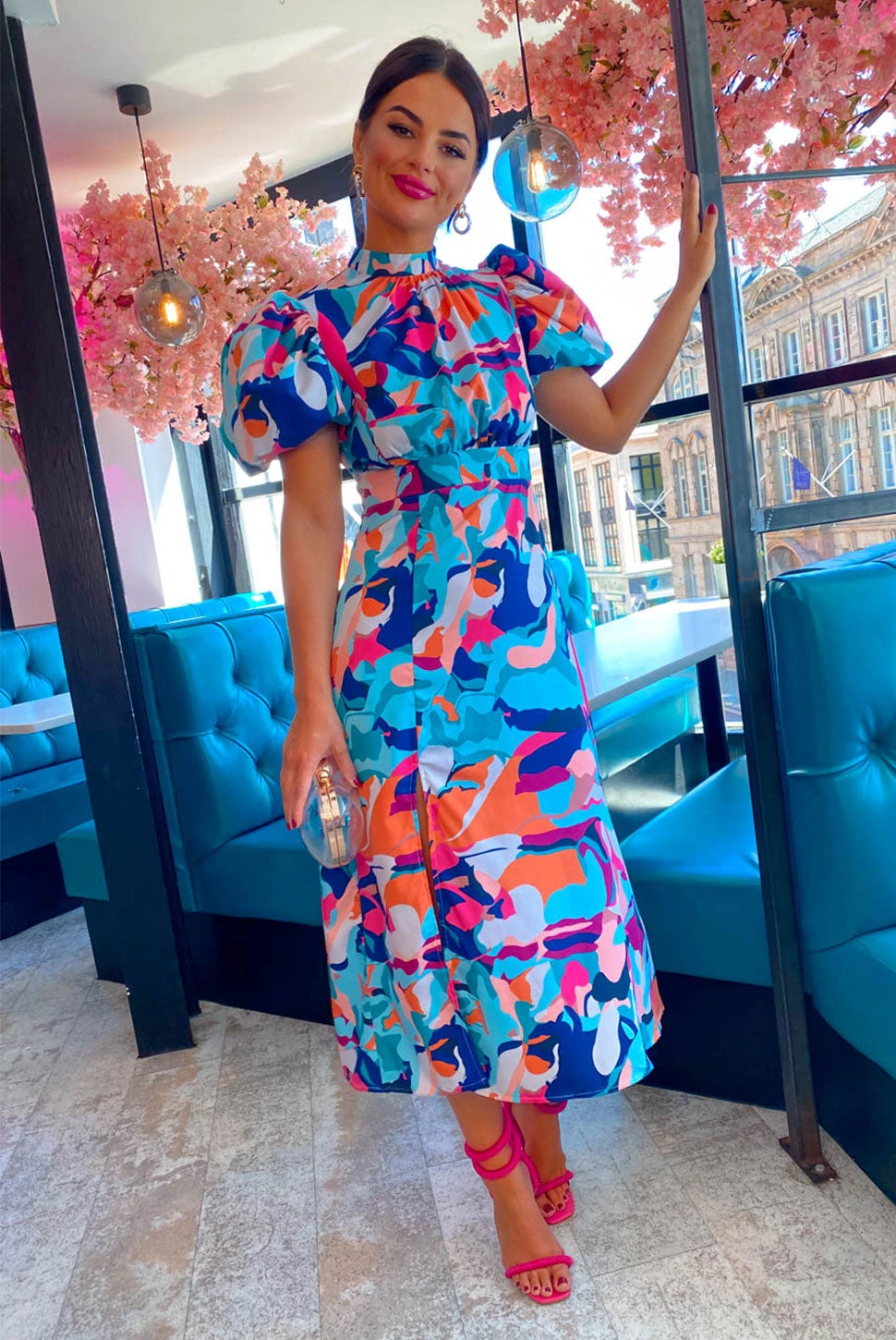 Got The Flower - Blue Multi Abstract Midi Dress 3 Got The Flower - Blue Multi Abstract Midi Dress