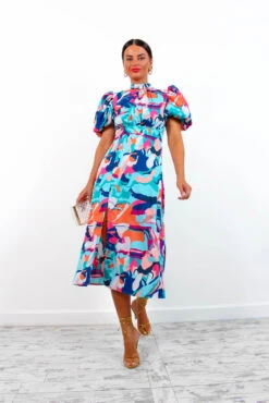 Got The Flower - Blue Multi Abstract Midi Dress 12 Got The Flower - Blue Multi Abstract Midi Dress -Deals Modashka Store GotTheFlower BlueMultiAbstractMidiDress2