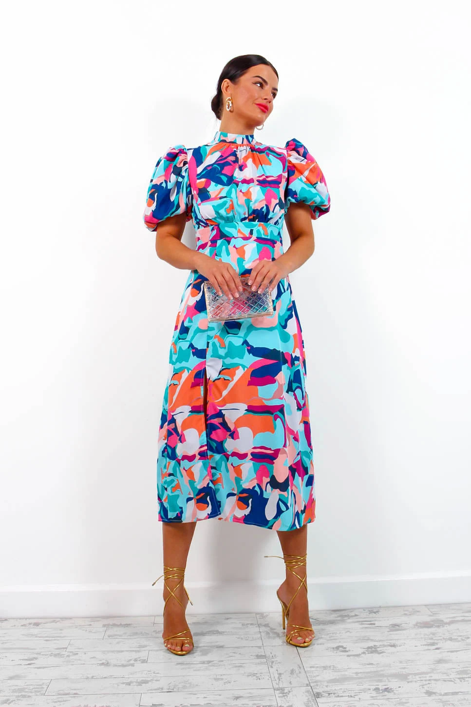 Got The Flower - Blue Multi Abstract Midi Dress 9 Got The Flower - Blue Multi Abstract Midi Dress - Image 7
